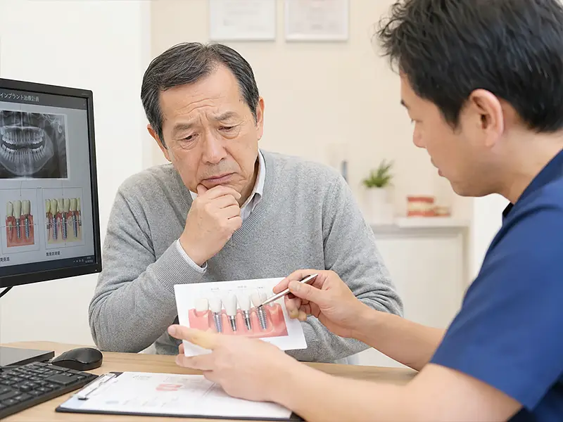 インプラントの本数が多く費用が高額になると言われた